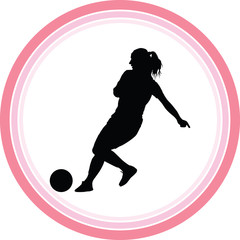 soccer women silhouette. girl player vector