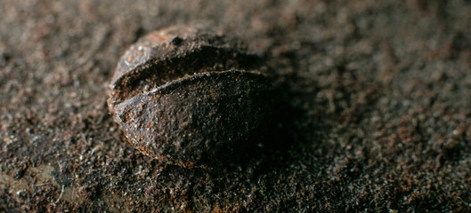 macro photo of rust and various parts of the old coffee grinder