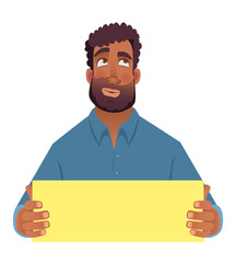 African man holding blank card