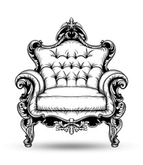 Plakat Baroque armchair Vector. French Luxury rich intricate structure. Victorian Royal Style decor with luxurious ornaments