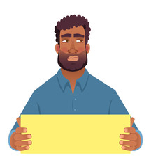 African man holding blank card