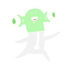 friendly flat color style cartoon alien