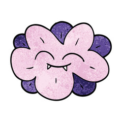 cartoon doodle flower with fangs