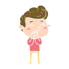 happy flat color style cartoon man