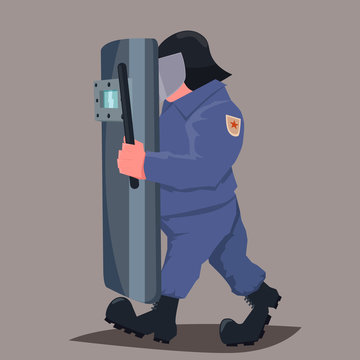 Riot policeman with shield
