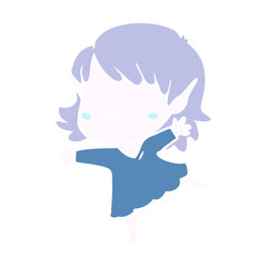 happy flat color style cartoon elf girl wearing dress