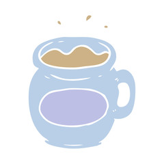 flat color style cartoon mug of coffee