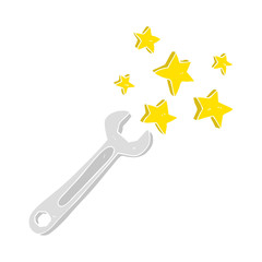 flat color illustration of a cartoon spanner