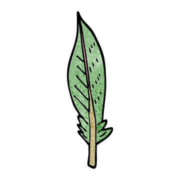 cartoon doodle green feather