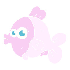 funny flat color illustration of a cartoon fish with big pretty eyes