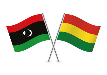Bolivia and Libya flags. Vector illustration.