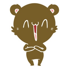 happy bear flat color style cartoon