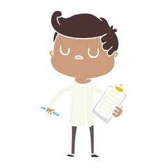 flat color style cartoon aloof man