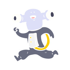 friendly flat color style cartoon alien running