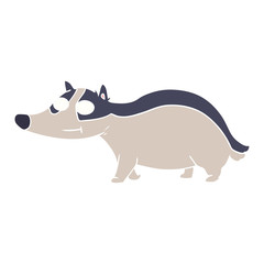 flat color style cartoon friendly badger