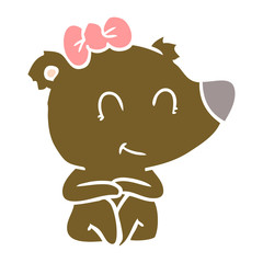 female bear flat color style cartoon