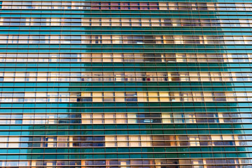 blue windows of office building