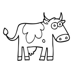 Fototapeta premium line drawing cartoon farm cow
