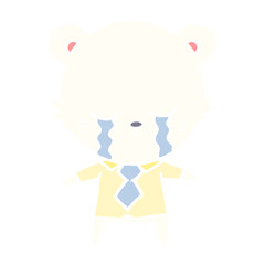 crying flat color style cartoon polarbear
