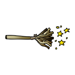 cartoon doodle magic broom sticks