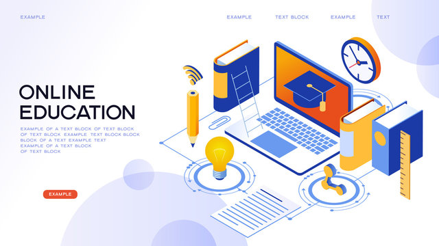 Online Education isometric concept banner
