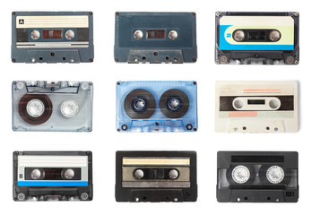 old audio cassette tape on white background