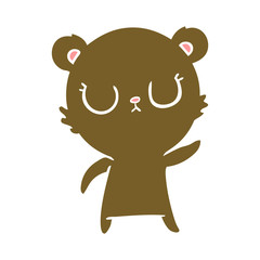 peaceful flat color style cartoon bear