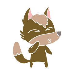 flat color style cartoon wolf whistling