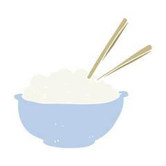 flat color illustration of a cartoon bowl of rice