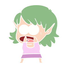 flat color style cartoon shocked elf girl