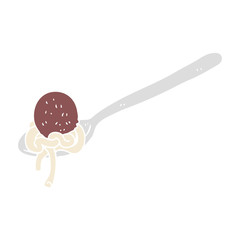 flat color illustration of a cartoon meatball