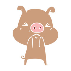 flat color style cartoon angry pig