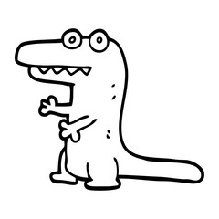 line drawing cartoon crazy alligator