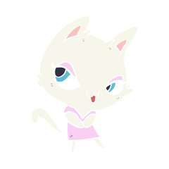 cute flat color style cartoon female cat