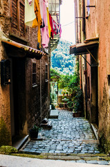 Cozy street town Nemi. The surroundings of Rome. Italy.
