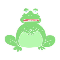 flat color illustration of a cartoon frog