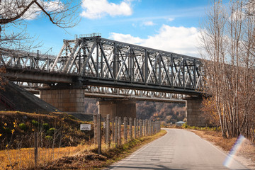Metal bridge for the railway.