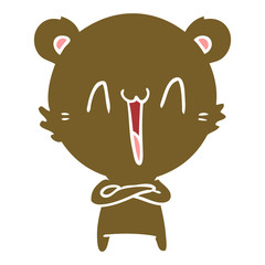 happy bear flat color style cartoon