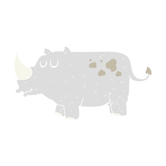flat color illustration of a cartoon rhino