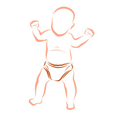 Babe in shorts, learning to walk, first steps