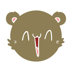 cute flat color style cartoon teddy bear face