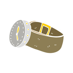 flat color illustration of a cartoon wrist watch