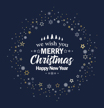 Vector illustration Merry Christmas card, Happy New Year background