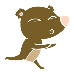 flat color style cartoon running bear