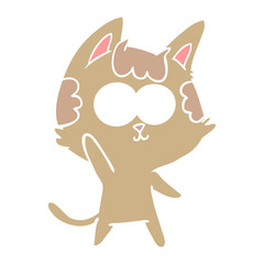 happy flat color style cartoon cat