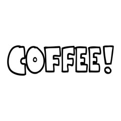 line drawing cartoon word coffee