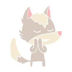 friendly flat color style cartoon wolf