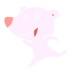 laughing bear flat color style cartoon