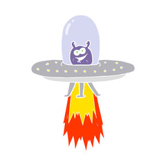 flat color illustration of a cartoon space alien