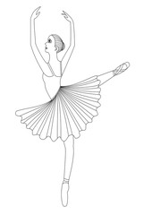 Female danseuse is dancing ballet white black color